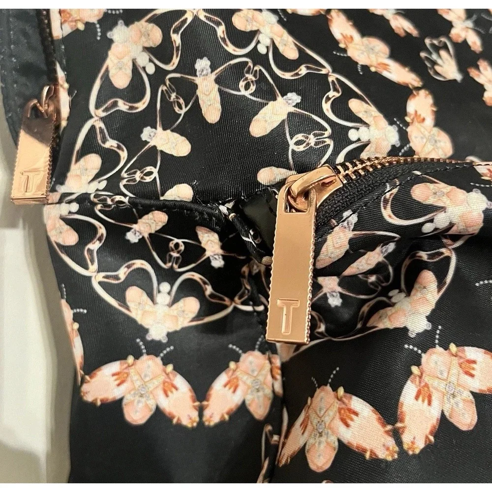 Ted Baker Black Backpack with Peach Floral Print